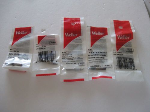WELLER SOLDERING TIPS-CONICAL-FLAT &amp; SCREWDRIVER-5 TIPS-2 UNOPENED-LEAD FREE