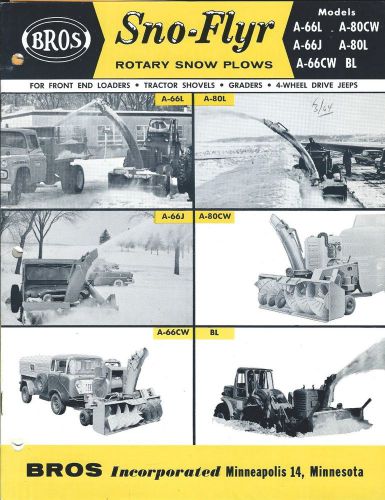 Equipment brochure - bros - sno-flyr - rotary snow plows blowers - c1963 (e3382) for sale