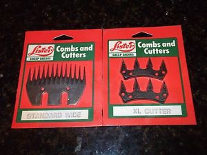 LISTER Sheep Shears Combs &amp; Cutters 1 XL Cutter &amp; 2 Standard Wide Cutters SEALED