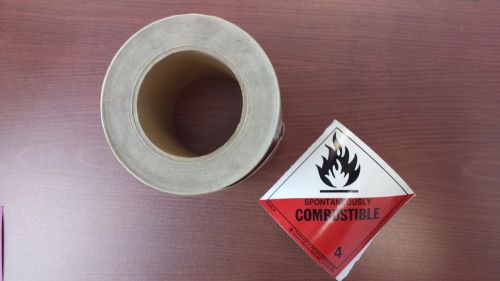 Roll (400+) Spontaneously Combustible DOT Shipping Labels. Class 4. SHIP FREE