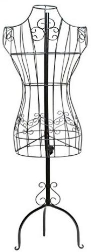 Designers Black Metal Adjustable Height Wire Frame Dress Form Display Stand Bag