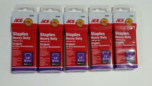 New ACE Lot of 5000 1/4&#034; 6mm Heavy Duty Wide Crown I Staples 22265