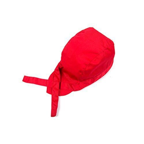 Tinksky Fashion Chefs Hat Cap Kitchen Catering Skull Cap Ribbon Cap Turban Red