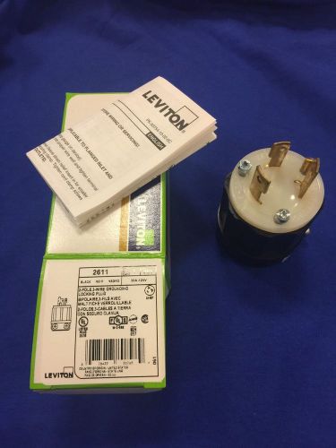 Leviton 2611 30 amp, 125 volt, nema l5-30p, 2p, 3w, locking plug, industrial gra for sale