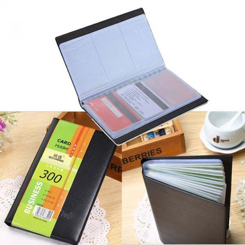 Men Leather 300 Cards Business ID Card Holder Pocket Keeper Large Capacity