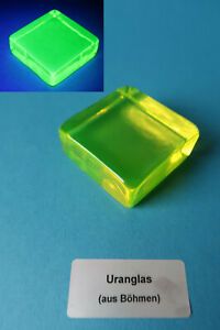 Uranglas Block, 50x50x20 mm, 100 Gr. - Prfstrahler Geigerzhler, Uranium glass