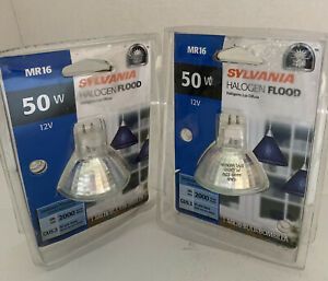 Sylvania 50w  - 12 V - Halogen Flood MR16 bulbs (Lot of TWO (2) NIP