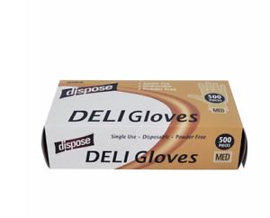Powder Free &amp; Deli Food Grade Disposable Gloves Single Use Medium - 500pcs