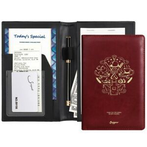 Server Book for Restaurant Waiter Organizer Wallet w/ Zipper Pocket Card Holder