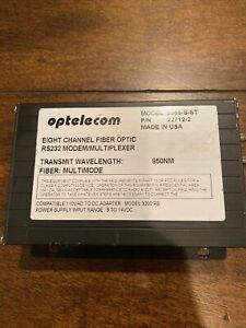 OPTELECOM 8 Channel Fiber Optic RS232 Modem/Multiplexer 9555-S-ST 850NM