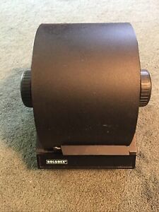 Vintage Black Metal Rolodex Model 2254D w/ A-Z tabs &amp; Sleeves/Cards No Key Used