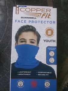 Copper Fit Face Protector Youth Mask Blue Moisture Wicking, Lightweight