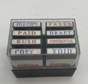 Lot Of 8 Self Ink Office Stamps: Faxed, Copy, Paid, Draft, Received, - Pre Owned