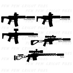 5 Gun Honey Badger Pack SVG - AR15 Cricut Files - Q Rifle Silhouettes - The Fix