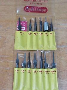 Vtg Craftsman 9-4204 Wood Screw Pilot Bits 13 Pc Set Countersink Counterbore
