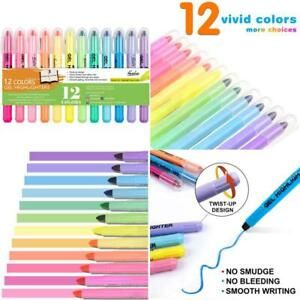 Feela 12 Colors Gel Highlighters, Gel Highlighter Markers Study Kit, Good For Hi