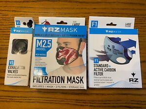 New RZ Mask M2.5 Red size L with 5 total filters, 2 extra valves, storage bag