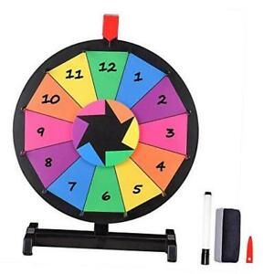 15&#034; Tabletop Editable Color Prize Wheel 12 Slot Kid Spinning Game with Dry