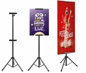 AkTop Heavy Duty Tripod Banner Stand, Adjustable Poster Stand Retractable NEW