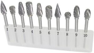 Carving Expert 10pcs Double cut 1/8in Shank Tungsten Carbide Rotary Burr For Dre