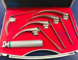 MCCOY FLEXI-TIP FIBEROPTIC LED Laryngoscope SET-BLADE # 1&amp;2&amp;3&amp;4&amp;5 MEDIUM