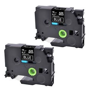 2PK Compatible with Brother PT-D600 TZ TZe 345 0.7&#034; White on Black Label Tape