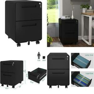 Yitahome 2 Drawer Rolling File Cabinet, Metal Mobile Filing Cabinet With Lock Un