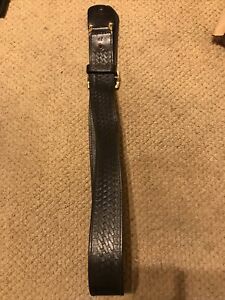 California Leather Black Duty Belt Size 42 Basketweave w/ Brass Buckle