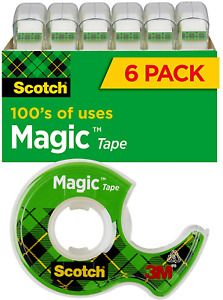 Scotch Magic Tape 6 Rolls Numerous Applications Invisible 3/4 x 650 Inches 6122