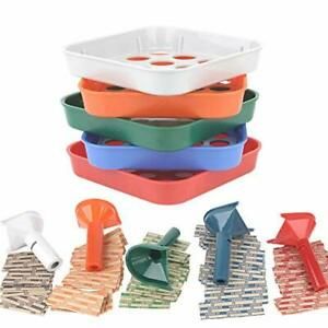 Coin Counters Tubes &amp; Coin Sorters Tray – 5 Color-Coded Coin Sorting Tray and