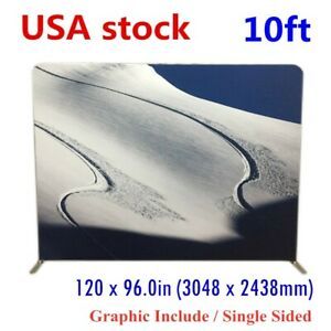 10ft Portable Exhibition Tension Fabric Wall Display Double Sided Graphic