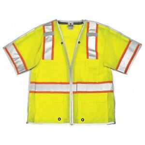 ML KISHIGO 1552B-XL Vest,Breakaway,Class 3,Lime,XL
