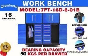 Steelman 16 Drawer 7ft Work Bench Tool Box Storage Cabinet