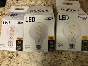 3 Feit Electric Vintage Style Light Bulb 2100k  G25 And 1 at 19 Spiral Filament