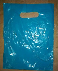(1000 Pack) LUSTER GLO 9&#034;x12&#034; Plastic Shopping Teal Bags, Die Cut Handle, LG9X12