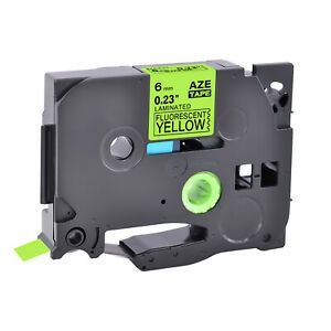 1PK TZe-C11 TZ-C11 6MM Black On Fluo Yellow Label Tape For Brother GL-100