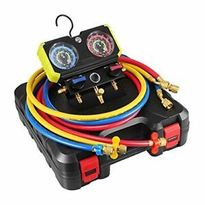 3 Way AC Diagnostic Manifold Gauge Set for Freon Charging with Upgraded Gauge