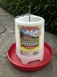 HANGING 3 LB PLASTIC POULTRY FEEDER-FEED SAVER-CHICKEN-NEW