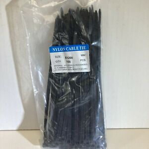 Nylon Cable Tie 5x200mm Qty 100 Black New