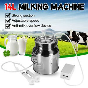 14L Electric Farm Milking Machine Vacuum Pump Stainless Steel Goat Sheep Milker