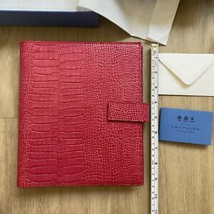 BNIB Smythson Mara Dukes Organizer Croc Leather Magenta Pink Diary