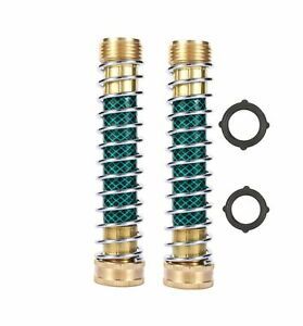 2Pcs Garden Hose Coiled Spring Protector with Solid Brass Faucet Hoses Coupling