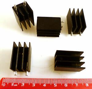 Aluminium Heatsink TO220 4 Fin 25.4x16.3x16.3mm 2 Mounting Pins 5 Pieces MBD015E
