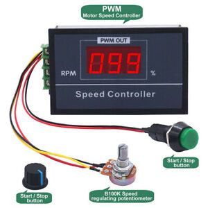 DC 6-60V 12V-48V 30A PWM DC Motor Speed Controller Adjustable Stepless Governor