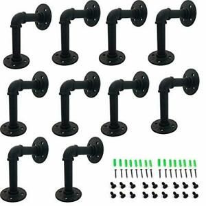 Yuanshikj Industrial Pipe Shelf Brackets Double Flange Bracket Iron Metal Fit...