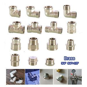 3/4&#034; Brass Pipe Fittings Straight,Elbow,Tee,Plug,Reducer Bush,Nipple Connector
