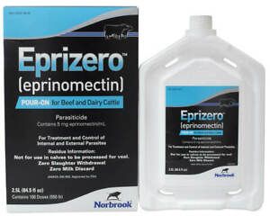 Eprizero Eprinomectin Pour On 2.5 Liter Cattle Wormer Parasites Zero Withdrawl