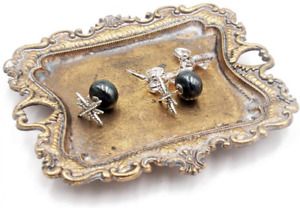 Funly mee Small Antique Trinket Dish Vintage Gold Jewelry Tray , gold
