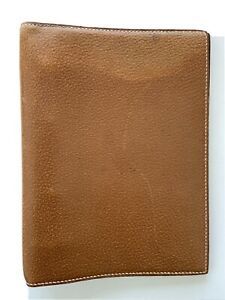 VTG HERMES  Agenda / Notebook cover In Gold/Brown leather 100 % Authentic