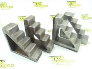 LOT OF 4 HEAVY DUTY STEEL STEP BLOCKS 2&#034; X4-7/8&#034; X 5-1/2&#034; &amp; 2&#034; X 5-3/4&#034; X 5-1/8&#034;